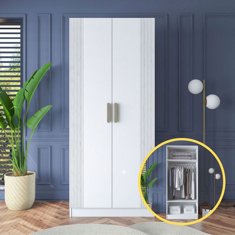 Casa si Gradina - Mobilier - Dulapuri si sifoniere - Sifoniere - Dulap haine BA181, 90 x 210 x 57,5 cm, alb, PAL, spațiu de depozitare, fixare pe perete - Infinity.ro