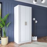 Casa si Gradina - Mobilier - Dulapuri si sifoniere - Sifoniere - Dulap haine BA181, 90 x 210 x 57,5 cm, alb, PAL, spațiu de depozitare, fixare pe perete - Infinity.ro