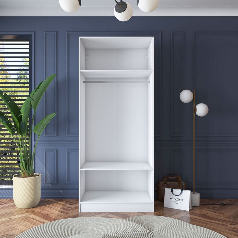 Casa si Gradina - Mobilier - Dulapuri si sifoniere - Sifoniere - Dulap haine BA181, 90 x 210 x 57,5 cm, alb, PAL, spațiu de depozitare, fixare pe perete - Infinity.ro