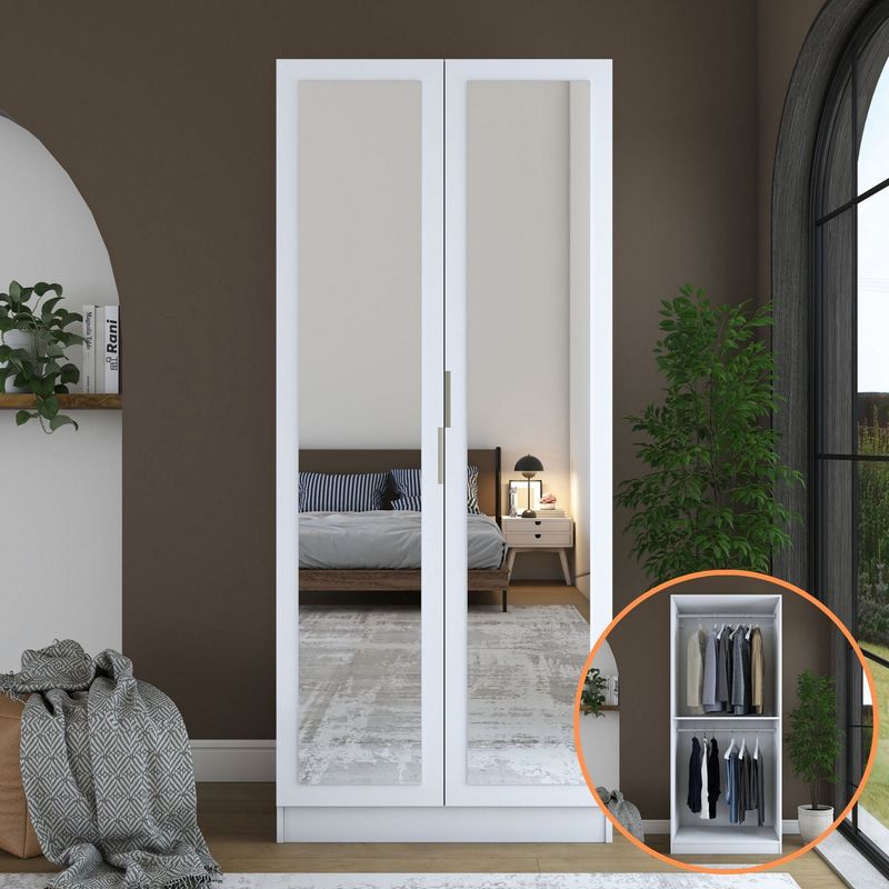 Casa si Gradina - Mobilier - Dulapuri si sifoniere - Sifoniere - Dulap haine BA230, 90 x 210 x 57,5 cm, alb, PAL, spațiu de depozitare, fixare pe perete - Infinity.ro