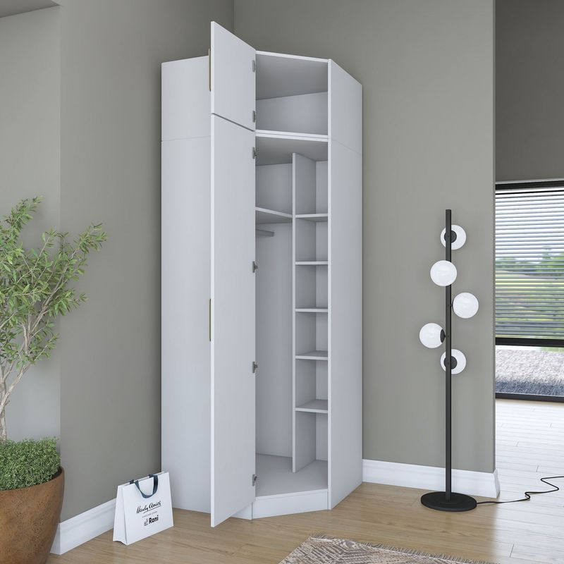 Casa si Gradina - Mobilier - Dulapuri si sifoniere - Sifoniere - Dulap haine BA213, 91 x 255 x 57,5 cm, alb, PAL, spațiu de depozitare, fixare pe perete - Infinity.ro