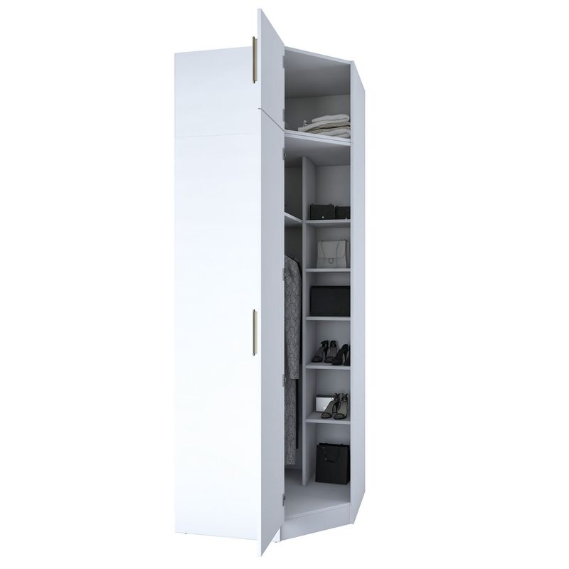 Casa si Gradina - Mobilier - Dulapuri si sifoniere - Sifoniere - Dulap haine BA213, 91 x 255 x 57,5 cm, alb, PAL, spațiu de depozitare, fixare pe perete - Infinity.ro