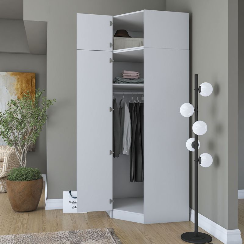 Casa si Gradina - Mobilier - Dulapuri si sifoniere - Sifoniere - Dulap haine BA213, 91 x 255 x 57,5 cm, alb, PAL, spațiu de depozitare, fixare pe perete - Infinity.ro