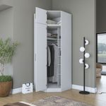 Casa si Gradina - Mobilier - Dulapuri si sifoniere - Sifoniere - Dulap haine BA213, 91 x 255 x 57,5 cm, alb, PAL, spațiu de depozitare, fixare pe perete - Infinity.ro