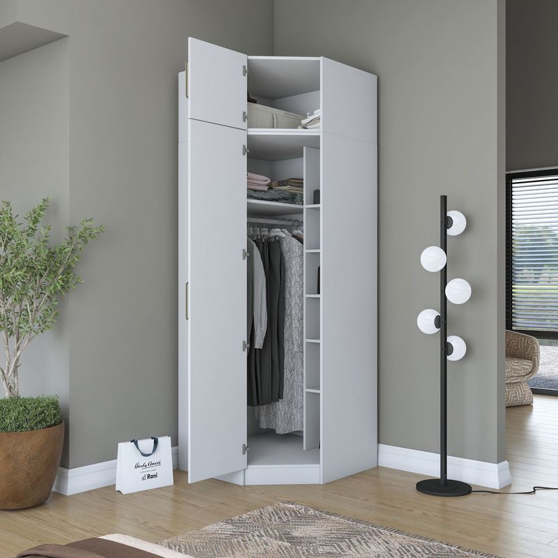 Casa si Gradina - Mobilier - Dulapuri si sifoniere - Sifoniere - Dulap haine BA213, 91 x 255 x 57,5 cm, alb, PAL, spațiu de depozitare, fixare pe perete - Infinity.ro