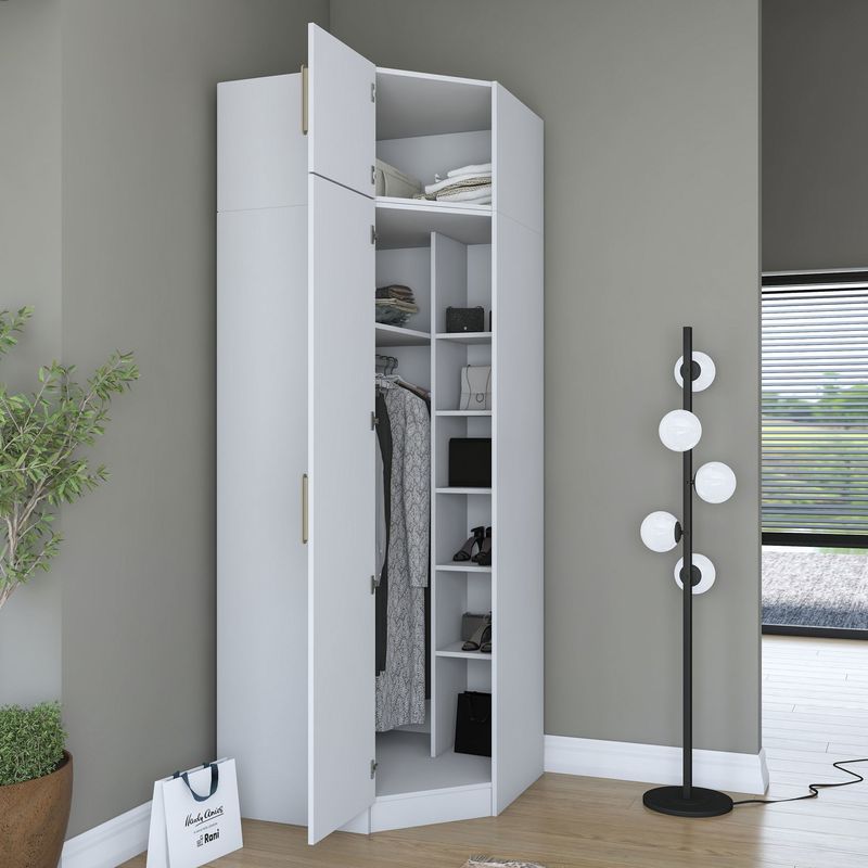 Casa si Gradina - Mobilier - Dulapuri si sifoniere - Sifoniere - Dulap haine BA213, 91 x 255 x 57,5 cm, alb, PAL, spațiu de depozitare, fixare pe perete - Infinity.ro