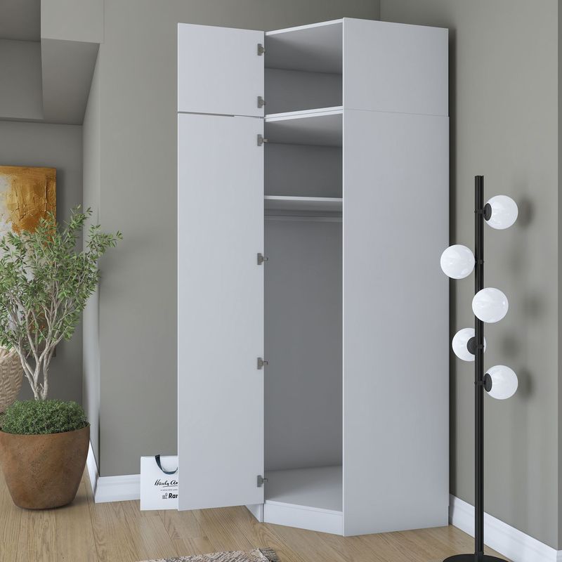 Casa si Gradina - Mobilier - Dulapuri si sifoniere - Sifoniere - Dulap haine BA213, 91 x 255 x 57,5 cm, alb, PAL, spațiu de depozitare, fixare pe perete - Infinity.ro