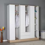 Casa si Gradina - Mobilier - Dulapuri si sifoniere - Sifoniere - Dulap haine Base 6, 224 x 206 x 52 cm, alb, PAL melaminat, spațiu de depozitare, fixare pe perete - Infinity.ro