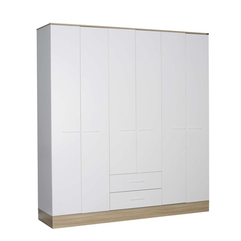 Casa si Gradina - Mobilier - Dulapuri si sifoniere - Sifoniere - Dulap haine Base 6, 224 x 206 x 52 cm, alb, PAL melaminat, spațiu de depozitare, fixare pe perete - Infinity.ro