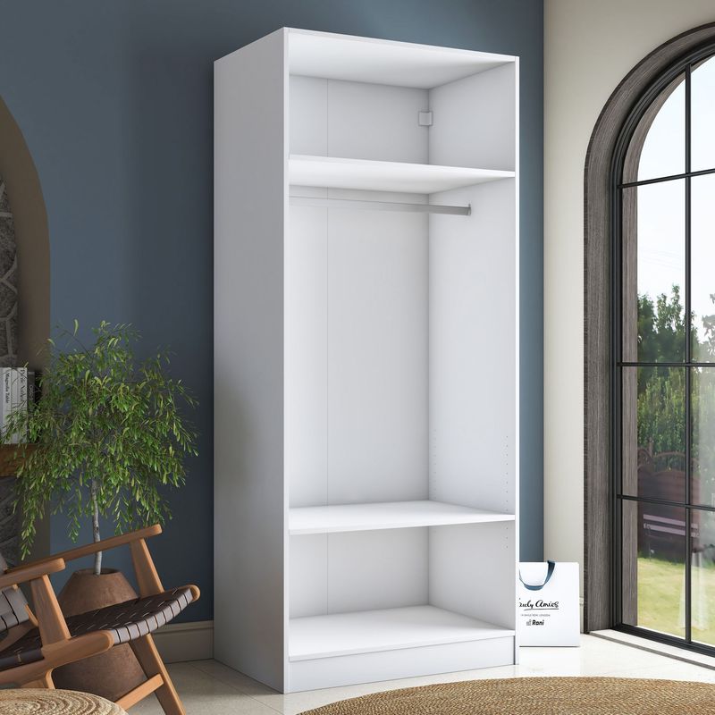 Casa si Gradina - Mobilier - Dulapuri si sifoniere - Sifoniere - Dulap haine BA232, 90 x 210 x 57,5 cm, alb, PAL, spațiu de depozitare, fixare pe perete - Infinity.ro