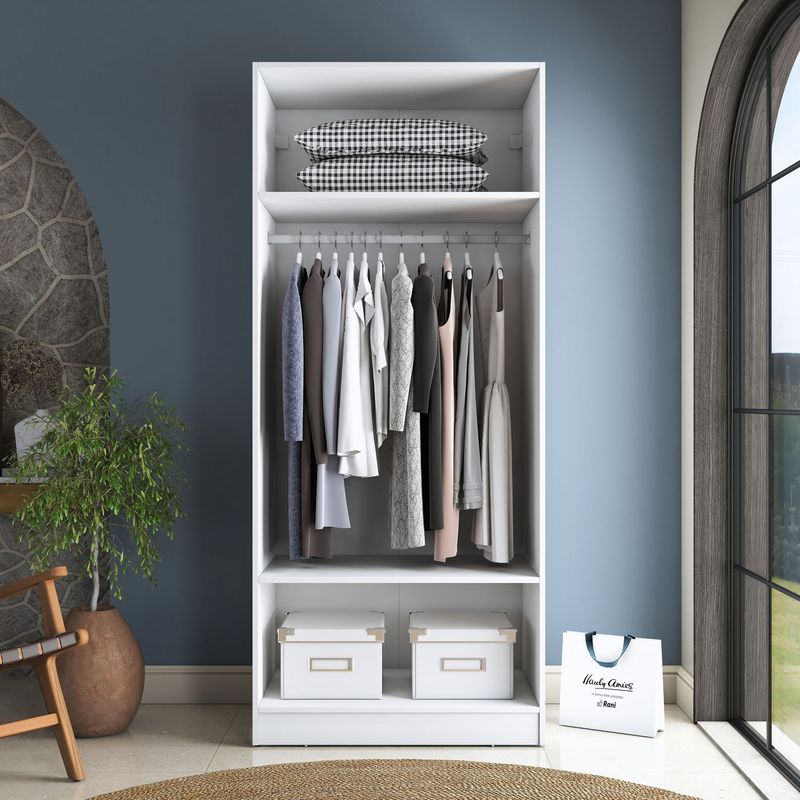 Casa si Gradina - Mobilier - Dulapuri si sifoniere - Sifoniere - Dulap haine BA232, 90 x 210 x 57,5 cm, alb, PAL, spațiu de depozitare, fixare pe perete - Infinity.ro