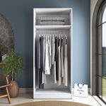 Casa si Gradina - Mobilier - Dulapuri si sifoniere - Sifoniere - Dulap haine BA232, 90 x 210 x 57,5 cm, alb, PAL, spațiu de depozitare, fixare pe perete - Infinity.ro
