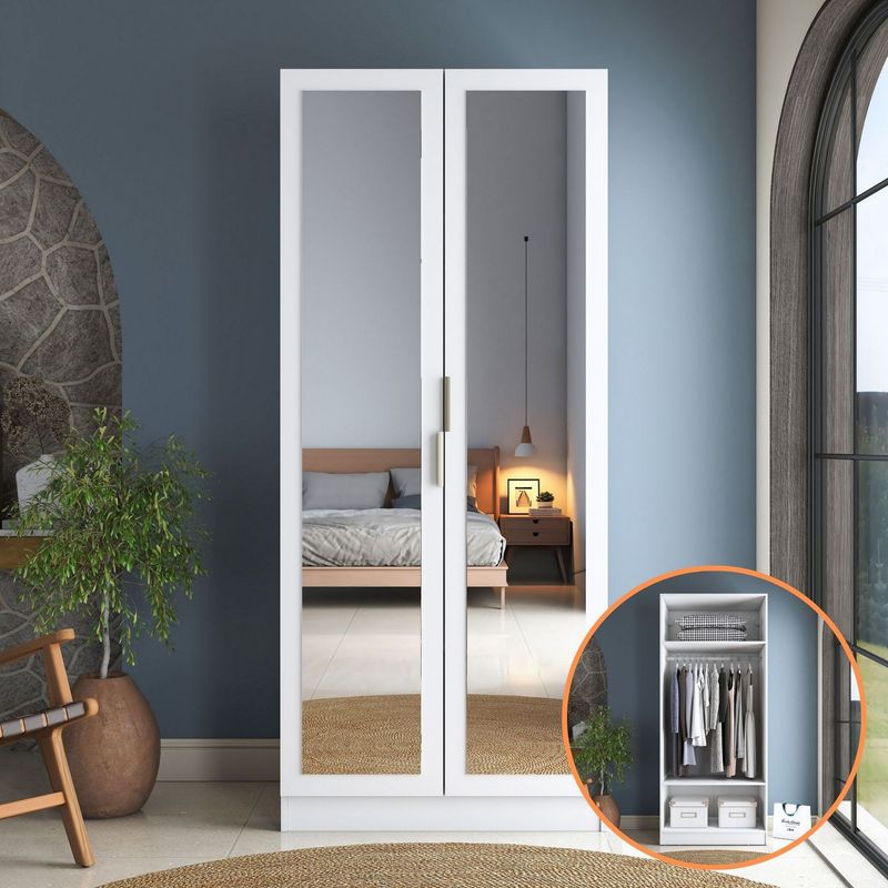 Casa si Gradina - Mobilier - Dulapuri si sifoniere - Sifoniere - Dulap haine BA232, 90 x 210 x 57,5 cm, alb, PAL, spațiu de depozitare, fixare pe perete - Infinity.ro