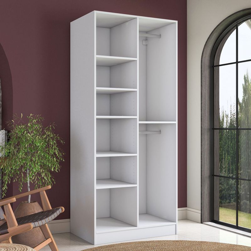 Casa si Gradina - Mobilier - Dulapuri si sifoniere - Sifoniere - Dulap haine BA221, 90 x 210 x 57,5 cm, alb, PAL, spațiu de depozitare, fixare pe perete - Infinity.ro
