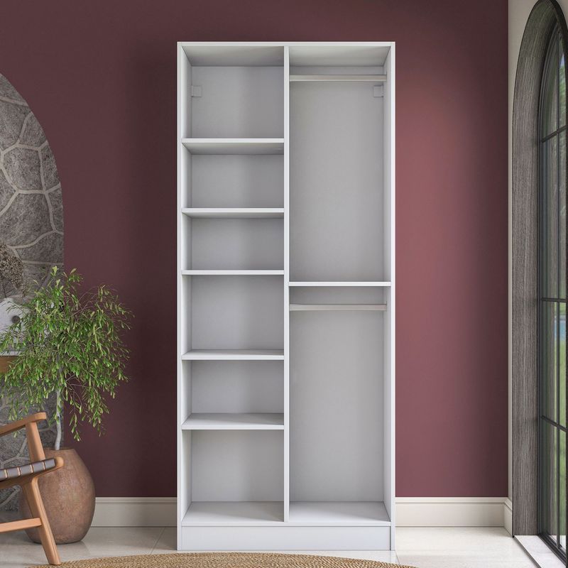 Casa si Gradina - Mobilier - Dulapuri si sifoniere - Sifoniere - Dulap haine BA221, 90 x 210 x 57,5 cm, alb, PAL, spațiu de depozitare, fixare pe perete - Infinity.ro