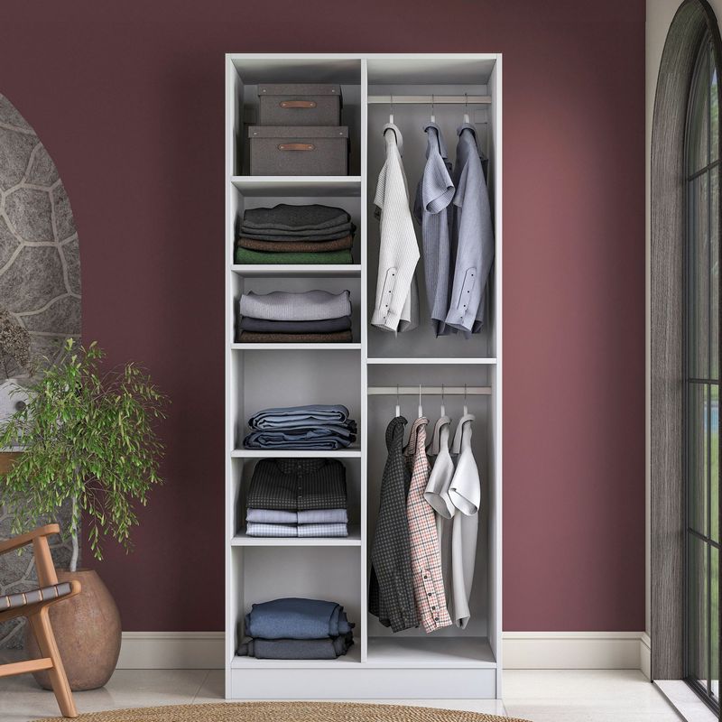 Casa si Gradina - Mobilier - Dulapuri si sifoniere - Sifoniere - Dulap haine BA221, 90 x 210 x 57,5 cm, alb, PAL, spațiu de depozitare, fixare pe perete - Infinity.ro