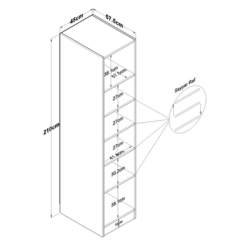 Casa si Gradina - Mobilier - Dulapuri si sifoniere - Sifoniere - Dulap haine BA190, 45 x 210 x 57,5 cm, alb, PAL, spațiu de depozitare, fixare pe perete - Infinity.ro