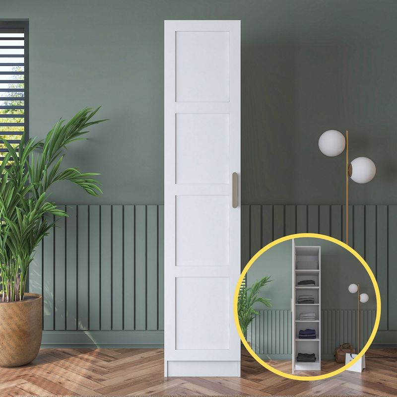 Casa si Gradina - Mobilier - Dulapuri si sifoniere - Sifoniere - Dulap haine BA190, 45 x 210 x 57,5 cm, alb, PAL, spațiu de depozitare, fixare pe perete - Infinity.ro
