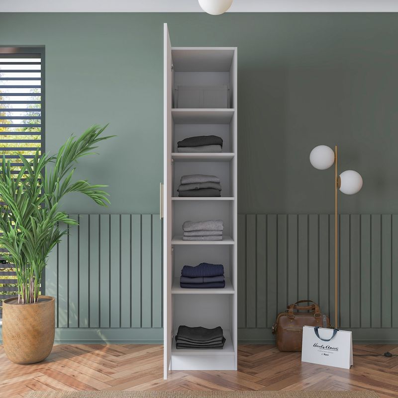 Casa si Gradina - Mobilier - Dulapuri si sifoniere - Sifoniere - Dulap haine BA190, 45 x 210 x 57,5 cm, alb, PAL, spațiu de depozitare, fixare pe perete - Infinity.ro