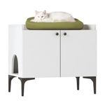 Petshop - Accesorii petshop - Culcusuri si custi - Culcusuri si saltele - lemn natur Cat House PA101, 70 x 61,8 x 45 cm, alb, PAL, fixare pe perete - Infinity.ro