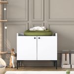 Petshop - Accesorii petshop - Culcusuri si custi - Culcusuri si saltele - lemn natur Cat House PA101, 70 x 61,8 x 45 cm, alb, PAL, fixare pe perete - Infinity.ro