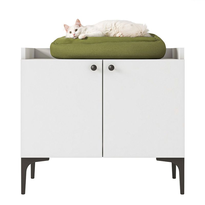Petshop - Accesorii petshop - Culcusuri si custi - Culcusuri si saltele - lemn natur Cat House PA101, 70 x 61,8 x 45 cm, alb, PAL, fixare pe perete - Infinity.ro