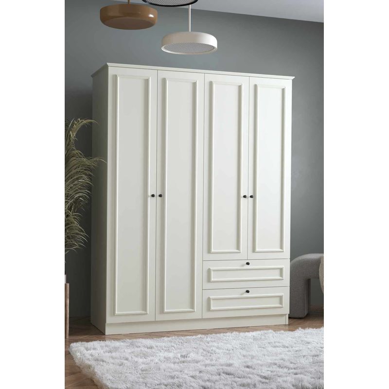 Casa si Gradina - Mobilier - Dulapuri si sifoniere - Sifoniere - Dulap haine Mira 182, 140 x 182 x 54 cm, alb, PAL melaminat, organizare haine - Infinity.ro