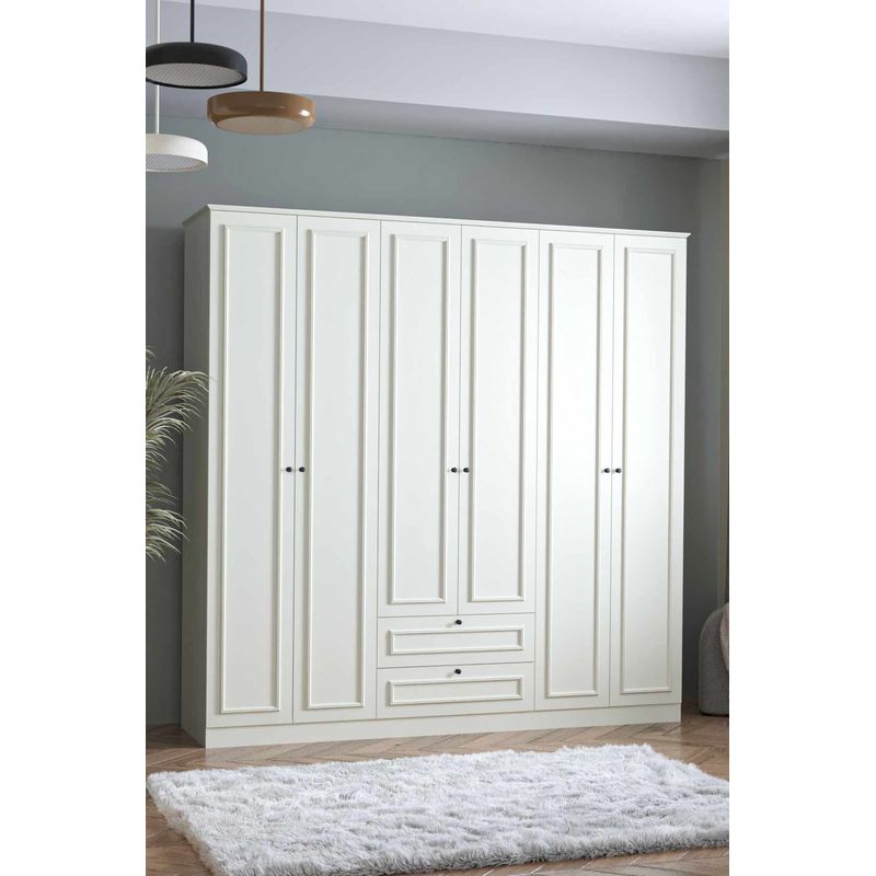 Casa si Gradina - Mobilier - Dulapuri si sifoniere - Sifoniere - Dulap haine Mira 6 210, 209 x 210 x 54 cm, alb, PAL melaminat, organizare haine - Infinity.ro