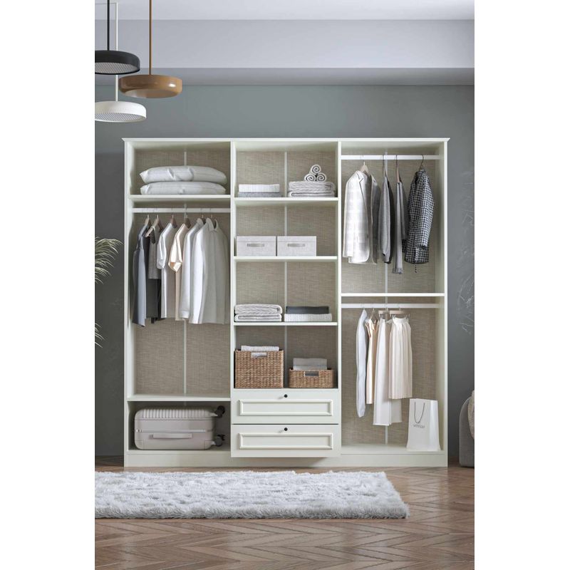 Casa si Gradina - Mobilier - Dulapuri si sifoniere - Sifoniere - Dulap haine Mira 6 210, 209 x 210 x 54 cm, alb, PAL melaminat, organizare haine - Infinity.ro