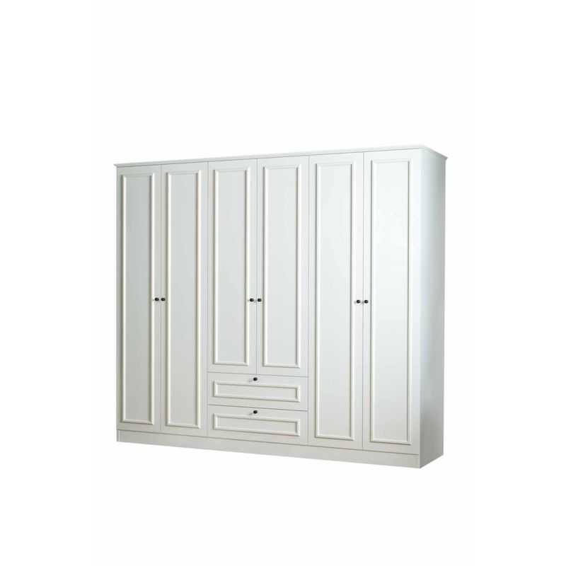Casa si Gradina - Mobilier - Dulapuri si sifoniere - Sifoniere - Dulap haine Mira 6 210, 209 x 210 x 54 cm, alb, PAL melaminat, organizare haine - Infinity.ro