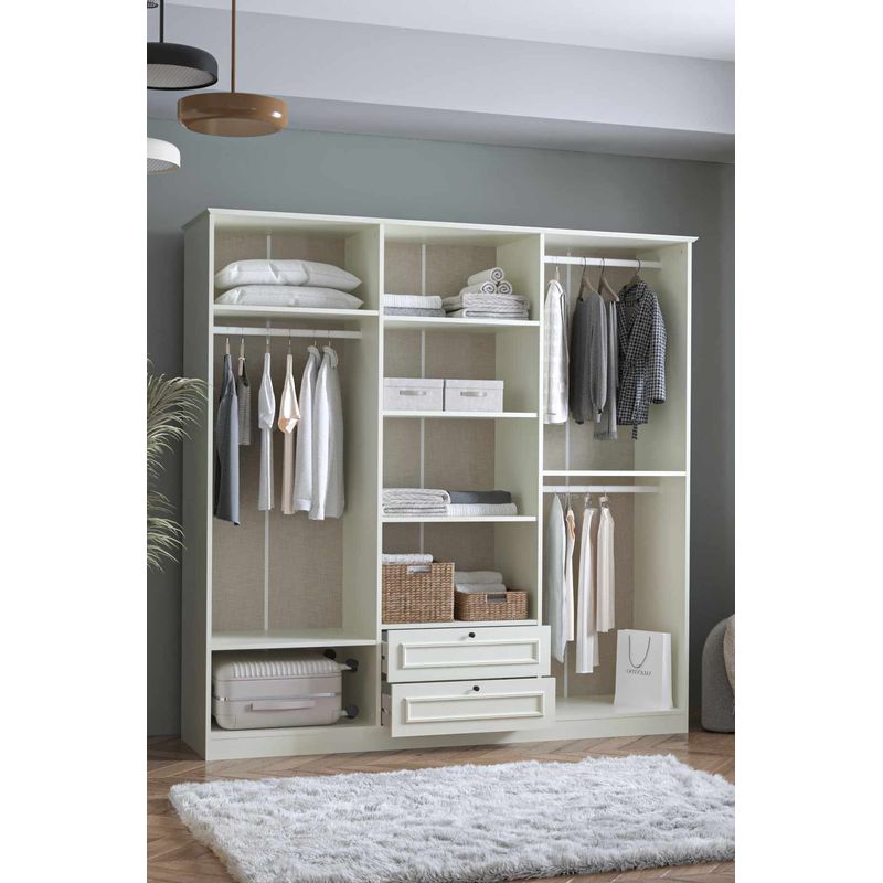 Casa si Gradina - Mobilier - Dulapuri si sifoniere - Sifoniere - Dulap haine Mira 6 210, 209 x 210 x 54 cm, alb, PAL melaminat, organizare haine - Infinity.ro