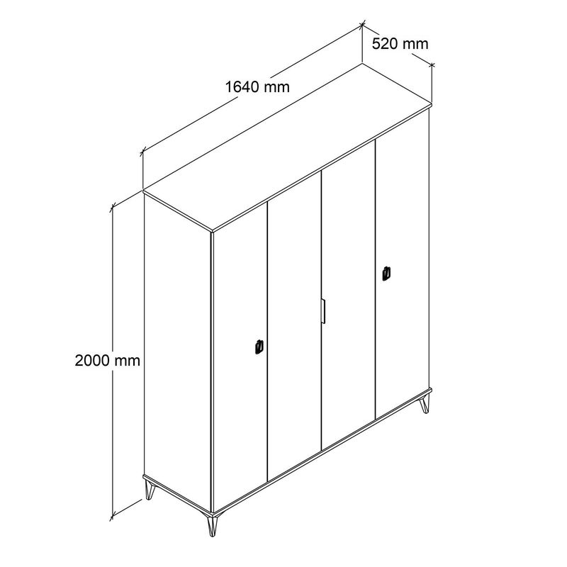 Casa si Gradina - Mobilier - Dulapuri si sifoniere - Sifoniere - Dulap haine Neva 6404, 164 x 200 x 52 cm, stejar alb, PAL melaminat, spațiu de depozitare, fixare pe perete - Infinity.ro