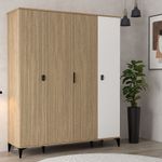 Casa si Gradina - Mobilier - Dulapuri si sifoniere - Sifoniere - Dulap haine Neva 6404, 164 x 200 x 52 cm, stejar alb, PAL melaminat, spațiu de depozitare, fixare pe perete - Infinity.ro