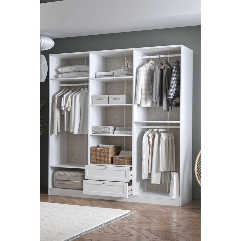 Casa si Gradina - Mobilier - Dulapuri si sifoniere - Sifoniere - Dulap haine Terra 6 210, 205 x 210 x 52 cm, alb, PAL melaminat, organizare haine - Infinity.ro