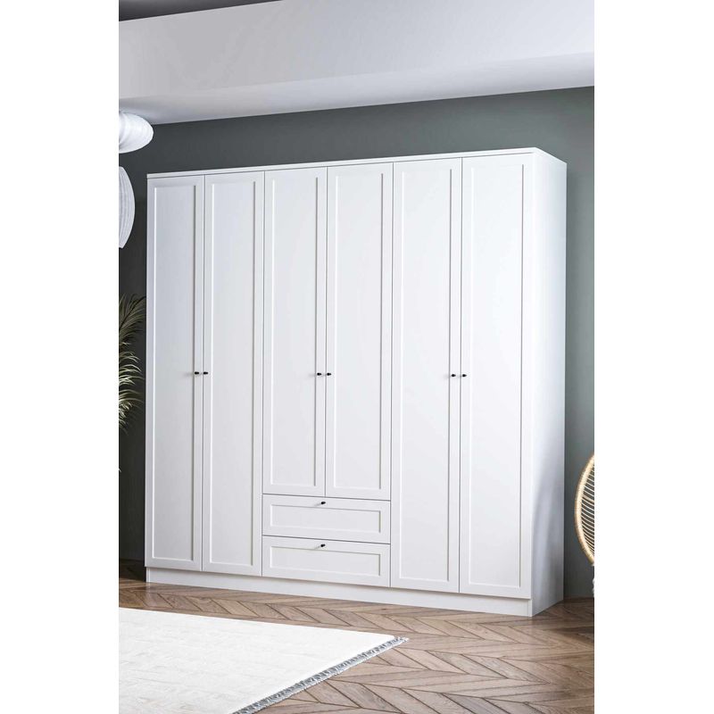 Casa si Gradina - Mobilier - Dulapuri si sifoniere - Sifoniere - Dulap haine Terra 6 210, 205 x 210 x 52 cm, alb, PAL melaminat, organizare haine - Infinity.ro