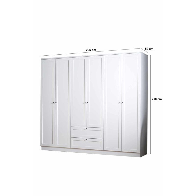 Casa si Gradina - Mobilier - Dulapuri si sifoniere - Sifoniere - Dulap haine Terra 6 210, 205 x 210 x 52 cm, alb, PAL melaminat, organizare haine - Infinity.ro