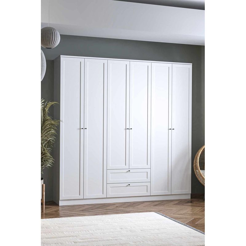 Casa si Gradina - Mobilier - Dulapuri si sifoniere - Sifoniere - Dulap haine Terra 6 210, 205 x 210 x 52 cm, alb, PAL melaminat, organizare haine - Infinity.ro