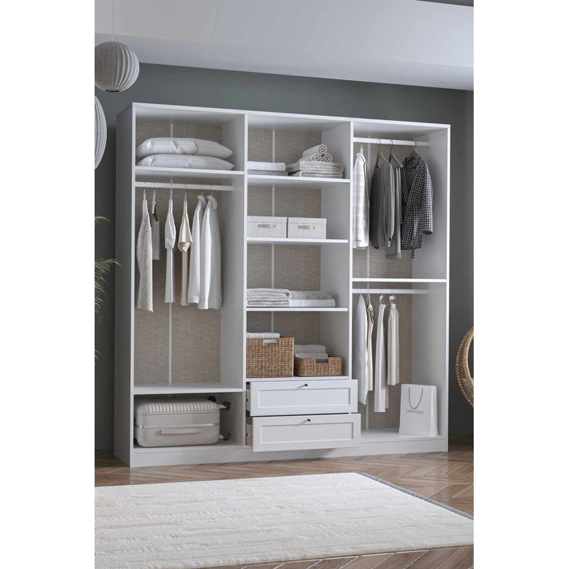 Casa si Gradina - Mobilier - Dulapuri si sifoniere - Sifoniere - Dulap haine Terra 6 210, 205 x 210 x 52 cm, alb, PAL melaminat, organizare haine - Infinity.ro
