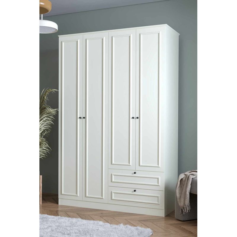 Casa si Gradina - Mobilier - Dulapuri si sifoniere - Sifoniere - Dulap haine Mira 210, 140 x 210 x 54 cm, alb, PAL melaminat, organizare haine - Infinity.ro
