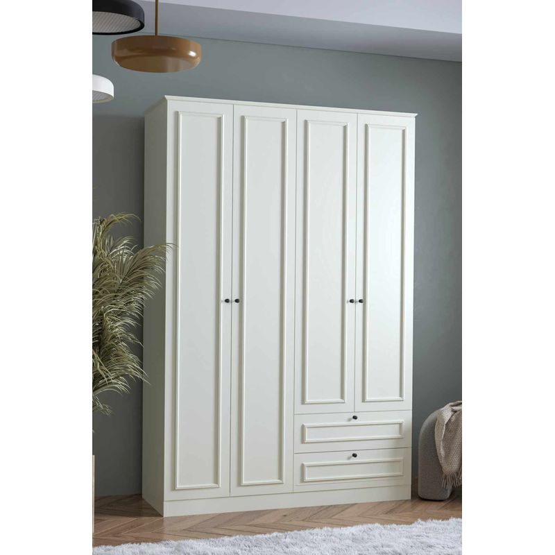Casa si Gradina - Mobilier - Dulapuri si sifoniere - Sifoniere - Dulap haine Mira 210, 140 x 210 x 54 cm, alb, PAL melaminat, organizare haine - Infinity.ro