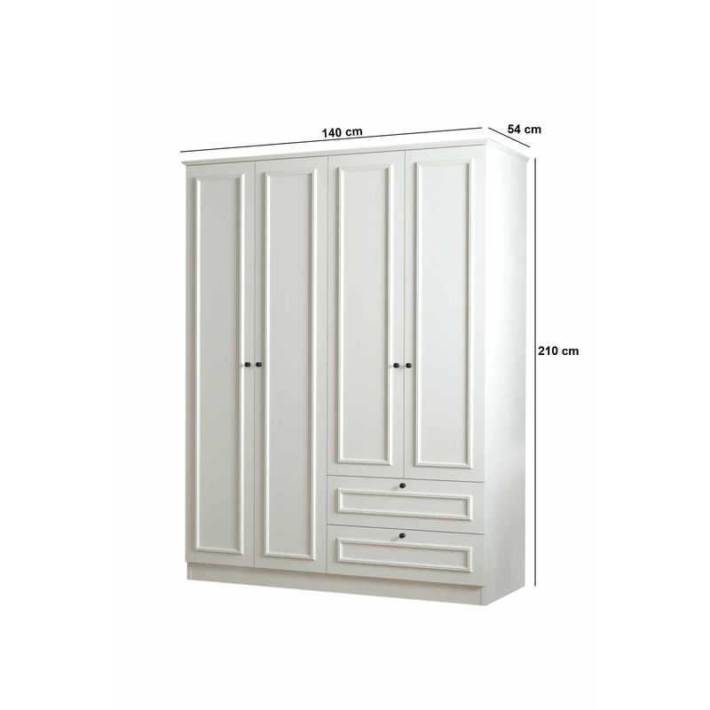 Casa si Gradina - Mobilier - Dulapuri si sifoniere - Sifoniere - Dulap haine Mira 210, 140 x 210 x 54 cm, alb, PAL melaminat, organizare haine - Infinity.ro