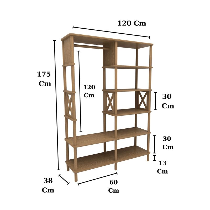 Casa si Gradina - Mobilier - Dulapuri si sifoniere - Sifoniere - Dulap haine Lusso, 120 x 175 x 38 cm, stejar, MDF, capacitate 15 kg - Infinity.ro