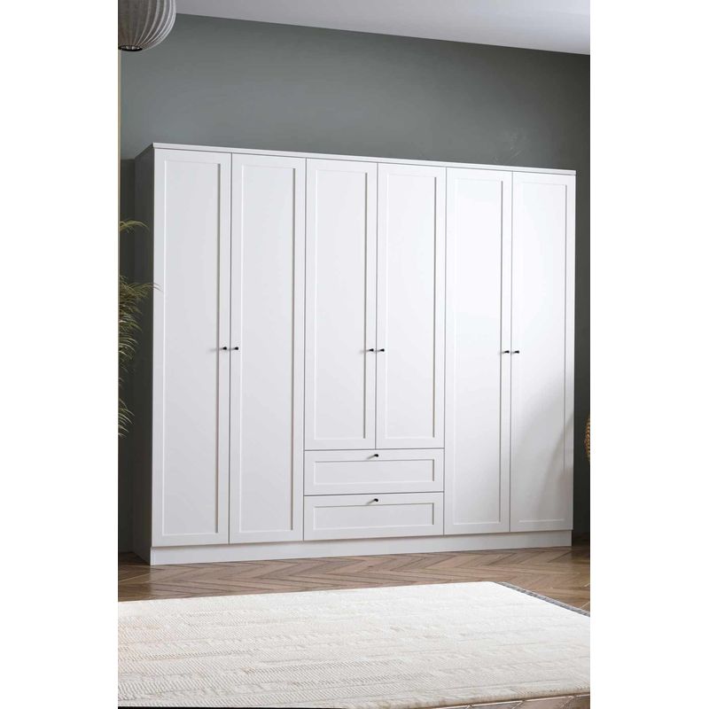 Casa si Gradina - Mobilier - Dulapuri si sifoniere - Sifoniere - Dulap haine Terra 6 182, 205 x 182 x 52 cm, alb, PAL melaminat, organizare haine - Infinity.ro