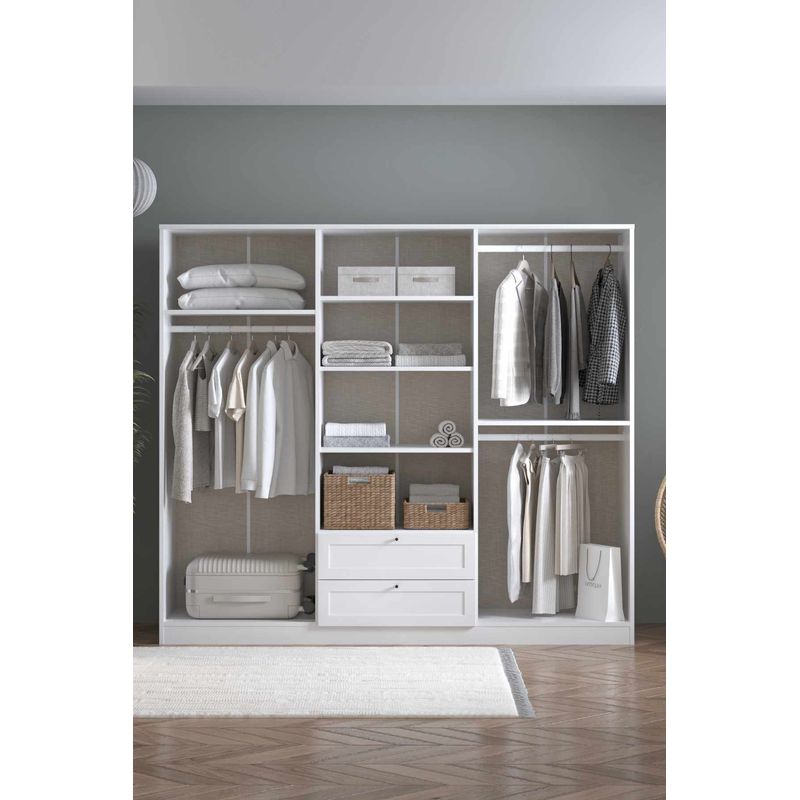 Casa si Gradina - Mobilier - Dulapuri si sifoniere - Sifoniere - Dulap haine Terra 6 182, 205 x 182 x 52 cm, alb, PAL melaminat, organizare haine - Infinity.ro