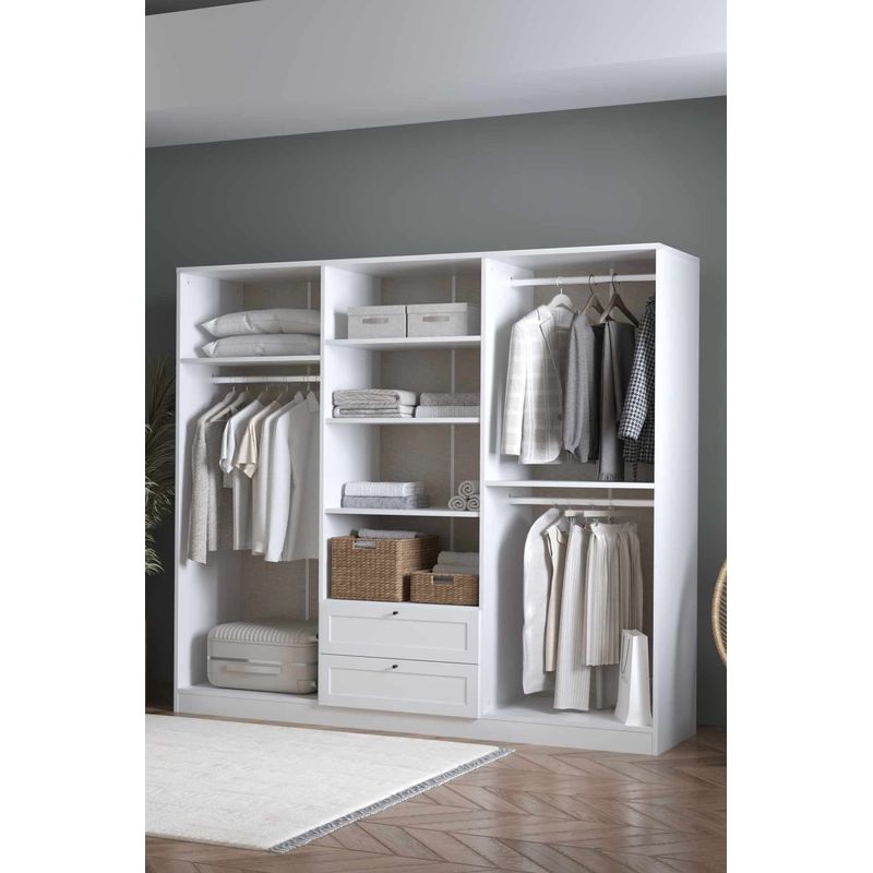 Casa si Gradina - Mobilier - Dulapuri si sifoniere - Sifoniere - Dulap haine Terra 6 182, 205 x 182 x 52 cm, alb, PAL melaminat, organizare haine - Infinity.ro