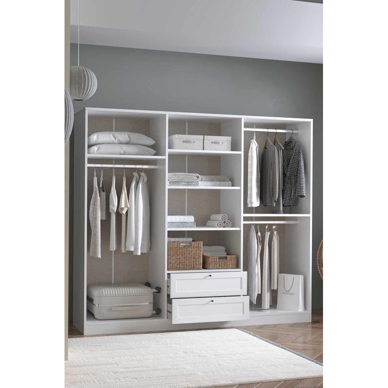 Casa si Gradina - Mobilier - Dulapuri si sifoniere - Sifoniere - Dulap haine Terra 6 182, 205 x 182 x 52 cm, alb, PAL melaminat, organizare haine - Infinity.ro