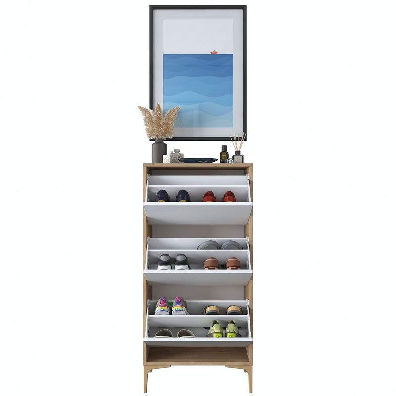 Casa si Gradina - Mobilier - Dulapuri si sifoniere - Dulapuri pantofi - Pantofar EB116, 60 x 125 x 37,5 cm, nuc alb, PAL, spațiu de depozitare, fixare pe perete - Infinity.ro