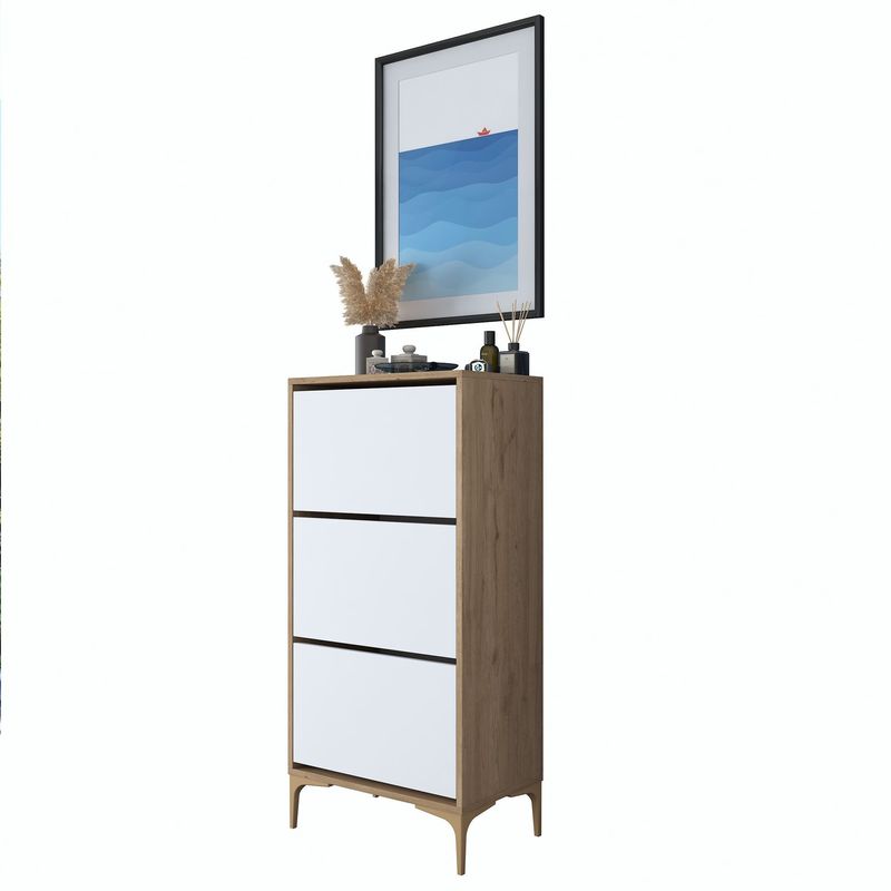 Casa si Gradina - Mobilier - Dulapuri si sifoniere - Dulapuri pantofi - Pantofar EB116, 60 x 125 x 37,5 cm, nuc alb, PAL, spațiu de depozitare, fixare pe perete - Infinity.ro