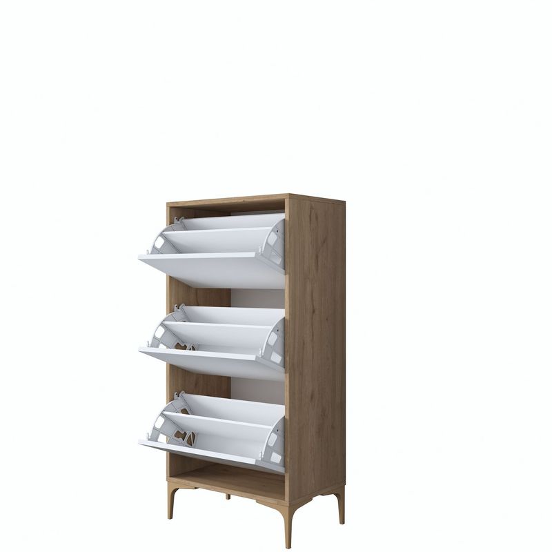 Casa si Gradina - Mobilier - Dulapuri si sifoniere - Dulapuri pantofi - Pantofar EB116, 60 x 125 x 37,5 cm, nuc alb, PAL, spațiu de depozitare, fixare pe perete - Infinity.ro