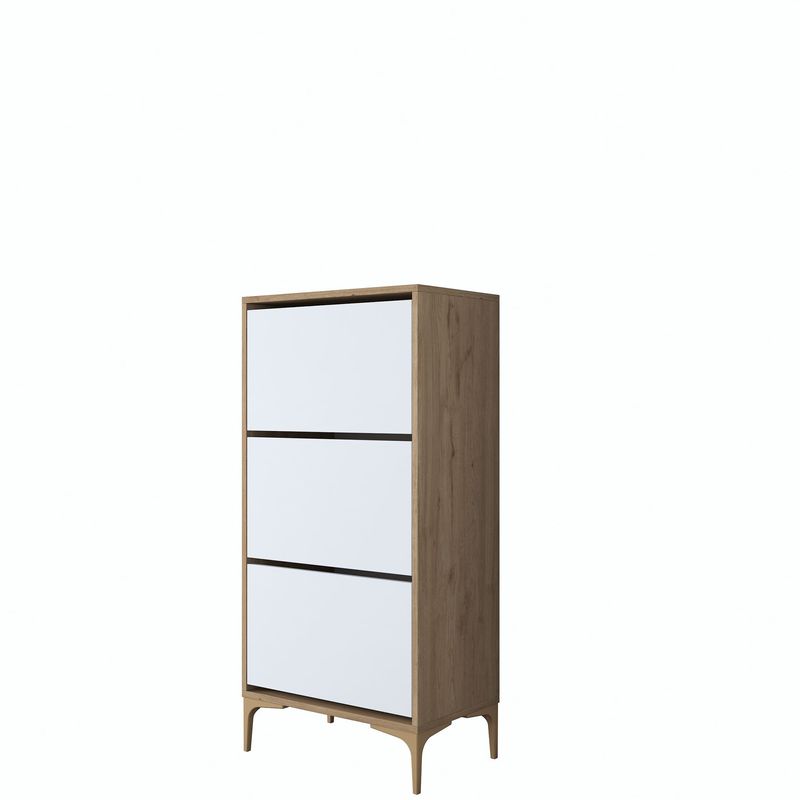 Casa si Gradina - Mobilier - Dulapuri si sifoniere - Dulapuri pantofi - Pantofar EB116, 60 x 125 x 37,5 cm, nuc alb, PAL, spațiu de depozitare, fixare pe perete - Infinity.ro